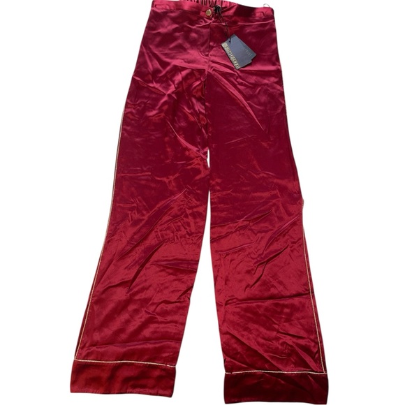 Roberto Cavalli Red Silk Pants with Gold Trim - Picture 2 of 9